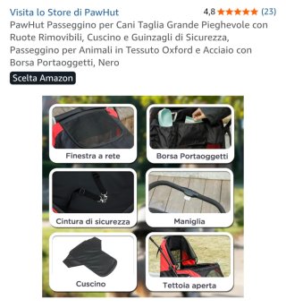 Passeggino per cani nero e rosso NUOVO mai usato