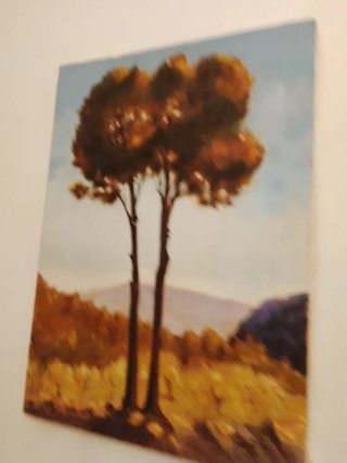 Cuadro al óleo de paisaje otoñal