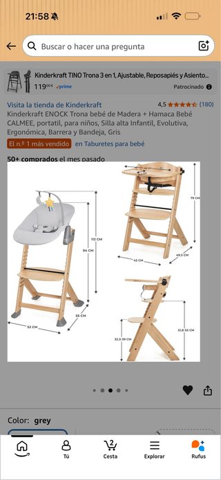 Trona Kinderkraft Evolutiva y Hamaca