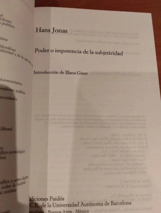 Poder o impotencia de la subjetividad Hans Jonas