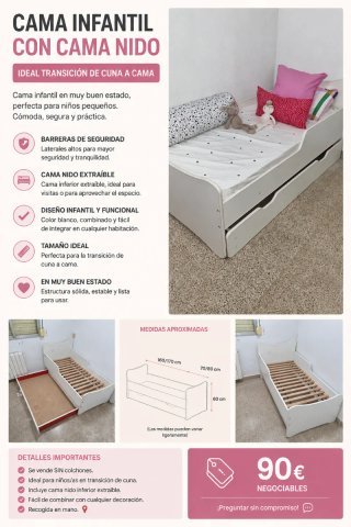 Cama Infantil con Cama Nido 70x160