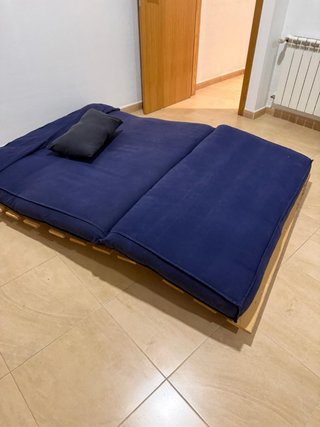 Sofá Cama Azul y Negro