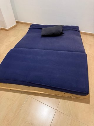 Sofá Cama Azul y Negro