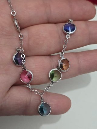 Pulsera Plata 925 con Piedras Multicolor