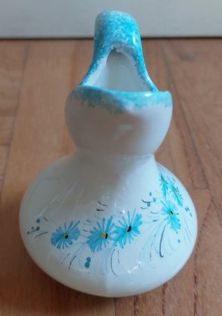 Piccola caraffa ceramica Deruta fiori blu