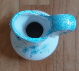 Piccola caraffa ceramica Deruta fiori blu