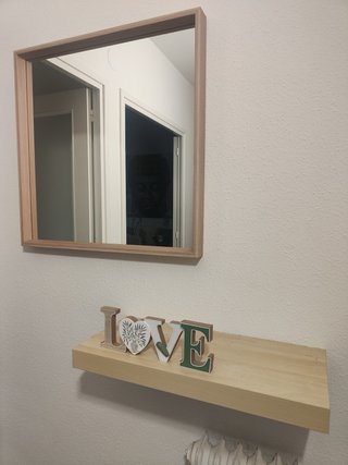 Recibidor Espejo y Estantería Madera