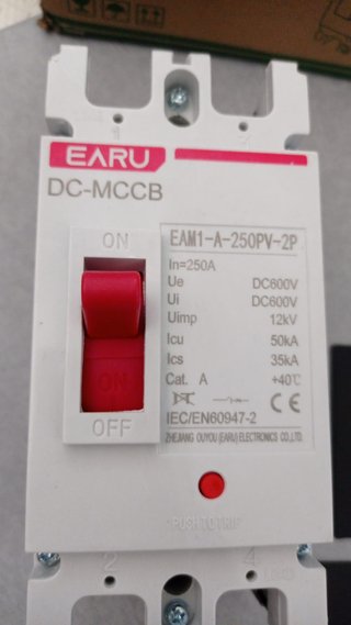 MCCB 250A 600V 2P EAM1-A-250PV para Energía Solar