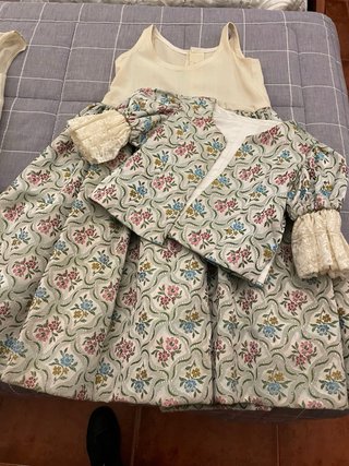 Vestido de fallera niña con flores, tela exclusiva