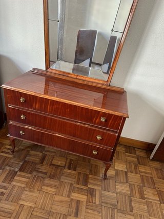 Mueble tocador antiguo madera y espejo