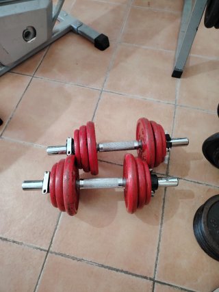 Rack, Banco de pesas y barra con discos