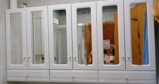3 Muebles Auxiliares Baño Madera y Cristal