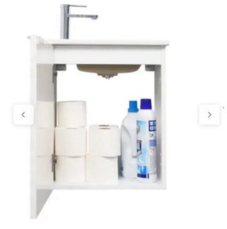 Mueble de baño con lavabo blanco brillante