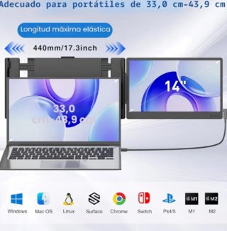 Monitor Portátil 14” FHD 1080P IPS Extensor