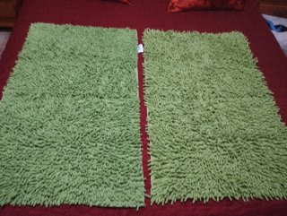 2 Tappeti in Cotone, Verde, per Camera da Letto/Bagno, 50x86