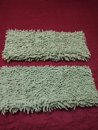 2 Tappeti in Cotone, Verde, per Camera da Letto/Bagno, 50x86
