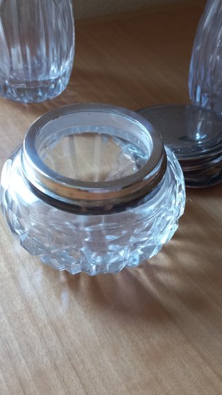 Juego tocador vintage cristal y metal