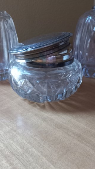 Juego tocador vintage cristal y metal