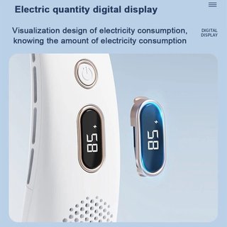 Ventilador de cuello blanco con pantalla digital