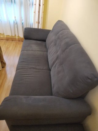 Sofá 3 plazas tela beige/gris
