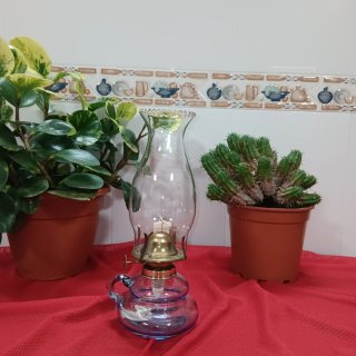 Lámpara de cristal azul claro