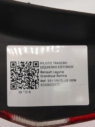 Piloto tras izq renault 8200002473 laguna 1516