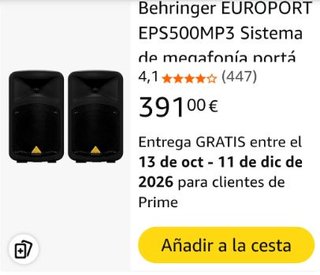 SIST.MEGAFONÍA PORT.-BEHRINGER EUROPORT EPS500MP3