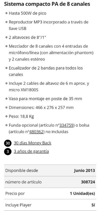 SIST.MEGAFONÍA PORT.-BEHRINGER EUROPORT EPS500MP3