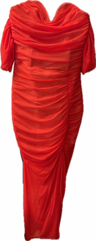 Vestido fiesta rojo drapeado talla M