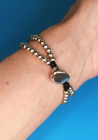 Pulsera Libélula Doble Vuelta Baño Plata