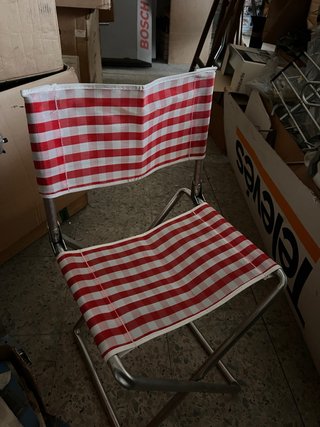 Silla Playa Crespo Vintage Cuadros Rojo/Blanco