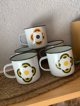 Tazas Esmaltadas Vintage Florales