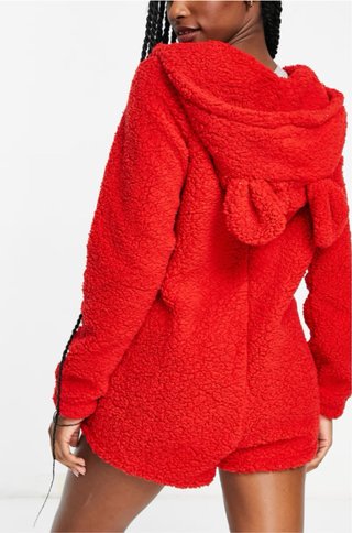 Mono pijama rojo de borreguito estilo Peluche