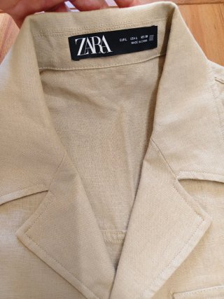 Vestido Lino Beige Talla L Zara