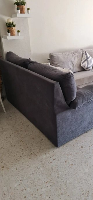 Sofá 3 plazas gris tela
