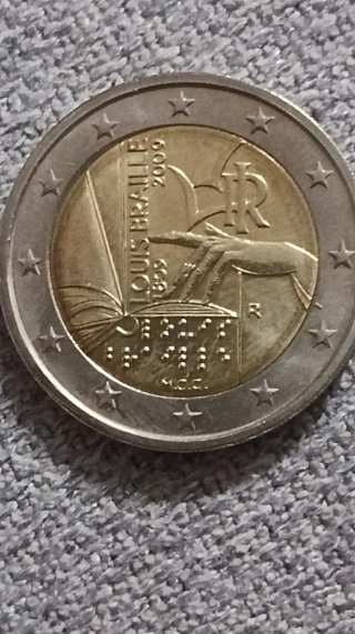 Moneda 2 Euros Italia 2009 Louis Braille