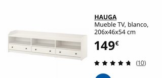 Mueble TV HAUGÁ blanco 206x46x54 cm