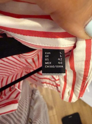Camisa Cortefiel Rayas Rojas Talla L
