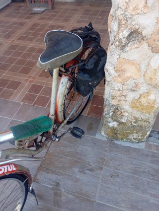 Bicicleta antigua de varilla con todo de serie su