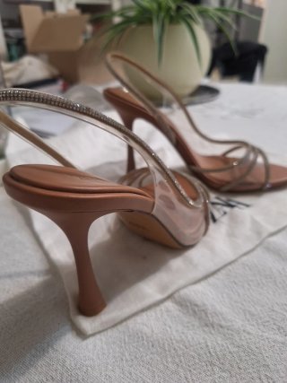 Zapatos Zara tacón, transparente con pedrería