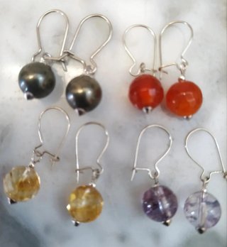 Pendientes Plata 925 Amatista Cornalina Pirita