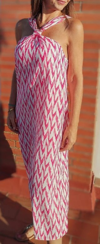 Vestido largo nudo delantero