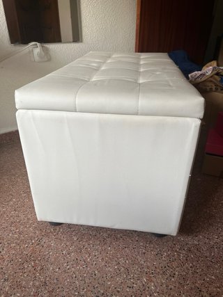 Mueble baúl moderno polipiel blanco