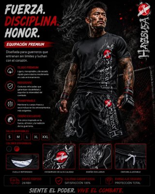 Conjunto estilo Hayabusa MMA negro