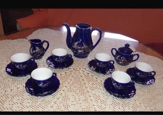 Juego de café azul antiguo