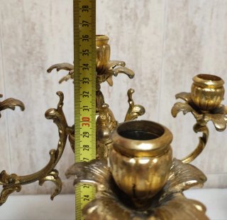 Candelabros de Bronce con Base de Mármol