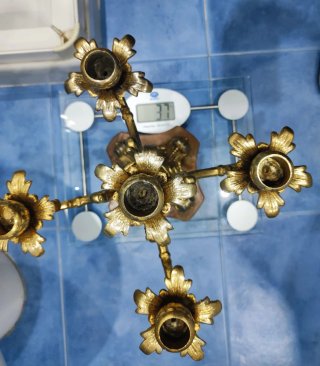Candelabros de Bronce con Base de Mármol