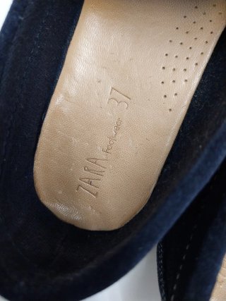 Mocasines Zara Piel Azul Talla 37