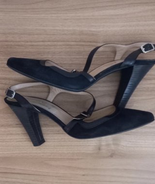 Décolleté slingback 38 in pelle scamosciata
