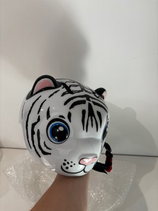 Casco bici infantil diseño tigre blanco